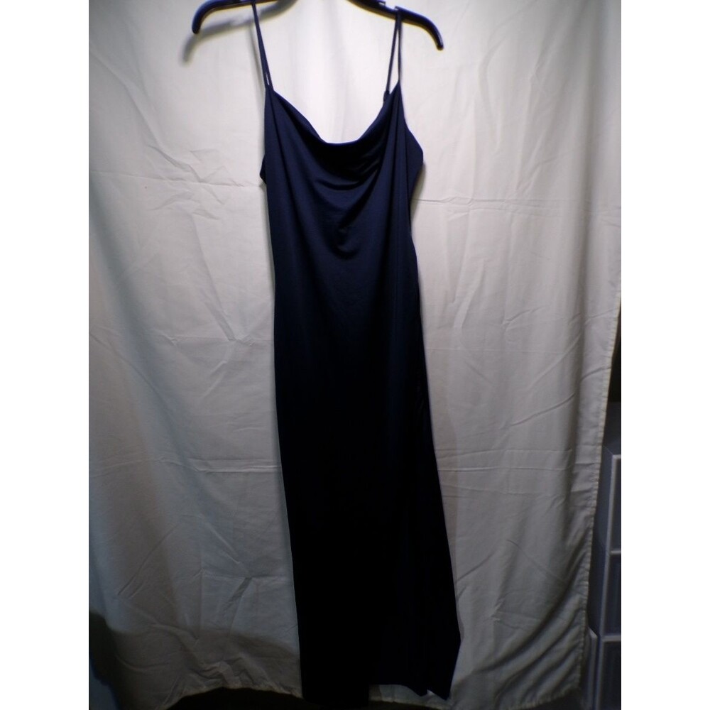 Vibe Women's Maxi Slip Dress Large Navy Cowl Neck Spaghetti Strap Evening
